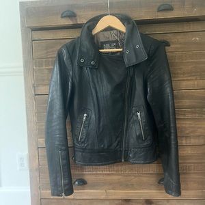 Mackage black leather moto jacket